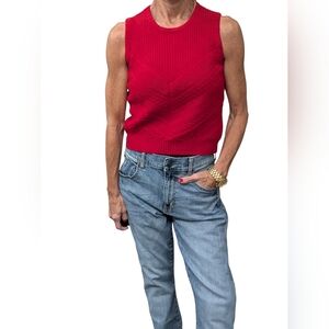 Vintage St. John Sport by Marie Gray Red Sleeveless Knit Sweater Vest M